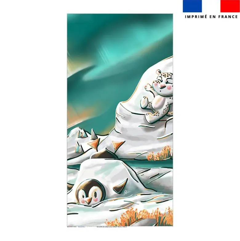 Coupon serviette de plage motif Animaux du froid Pingouin et Panthère - Création Stillistic