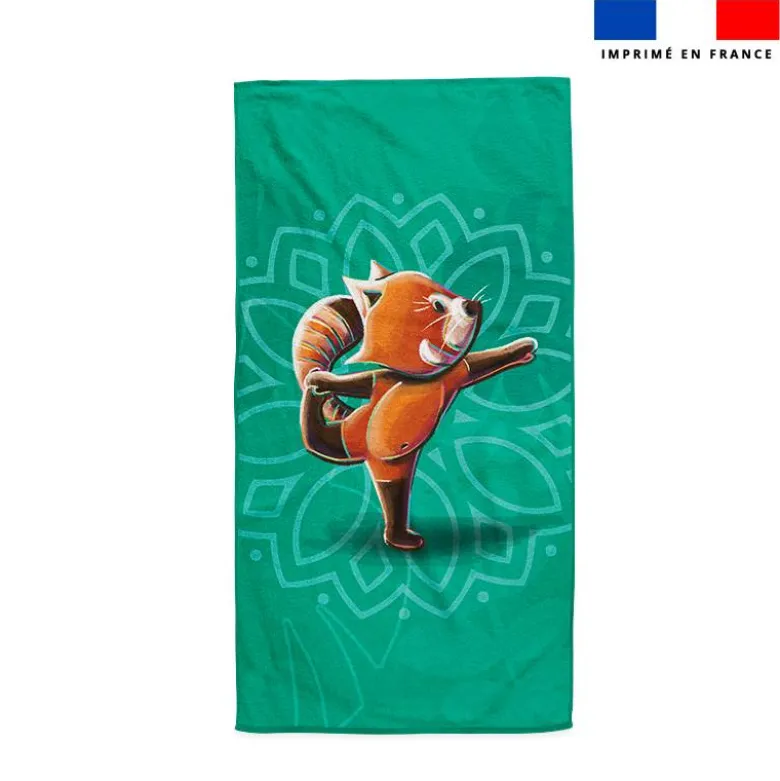 Coupon serviette de plage motif panda roux yoga danseur - Création Stillistic