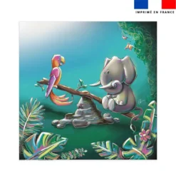 Coupon serviette de plage motif éléphant et perroquet - Création Stillistic