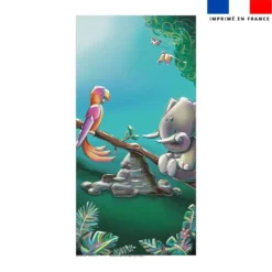 Coupon serviette de plage motif éléphant et perroquet - Création Stillistic