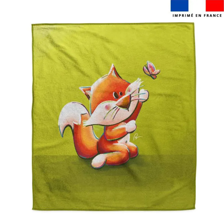 Coupon serviette de plage motif bébé renard - Création Stillistic