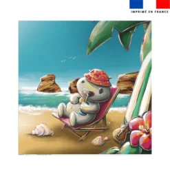 Coupon serviette de plage motif hippo plage - Création Stillistic