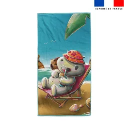 Coupon serviette de plage motif hippo plage - Création Stillistic