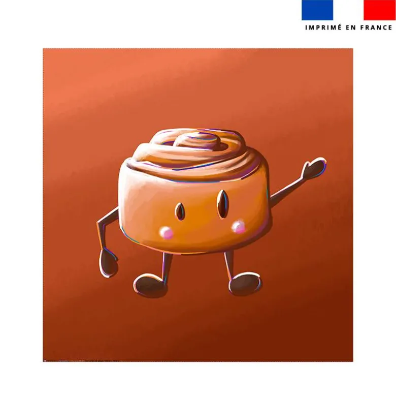 Coupon serviette de plage motif amis ptit déj Roulé à la cannelle - Création Stillistic