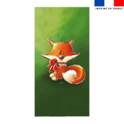 Coupon serviette de plage motif renard noeud rouge - Création Stillistic