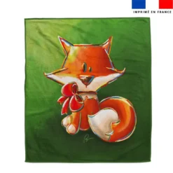 Coupon serviette de plage motif renard noeud rouge - Création Stillistic