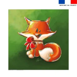 Coupon serviette de plage motif renard noeud rouge - Création Stillistic