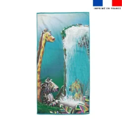 Coupon serviette de plage motif girafe et zèbre jungle - Création Stillistic