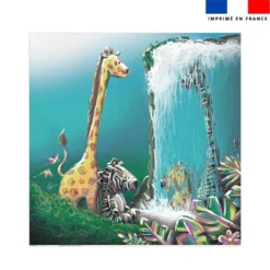 Coupon serviette de plage motif girafe et zèbre jungle - Création Stillistic