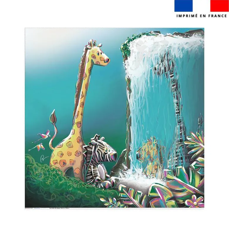 Coupon serviette de plage motif girafe et zèbre jungle - Création Stillistic