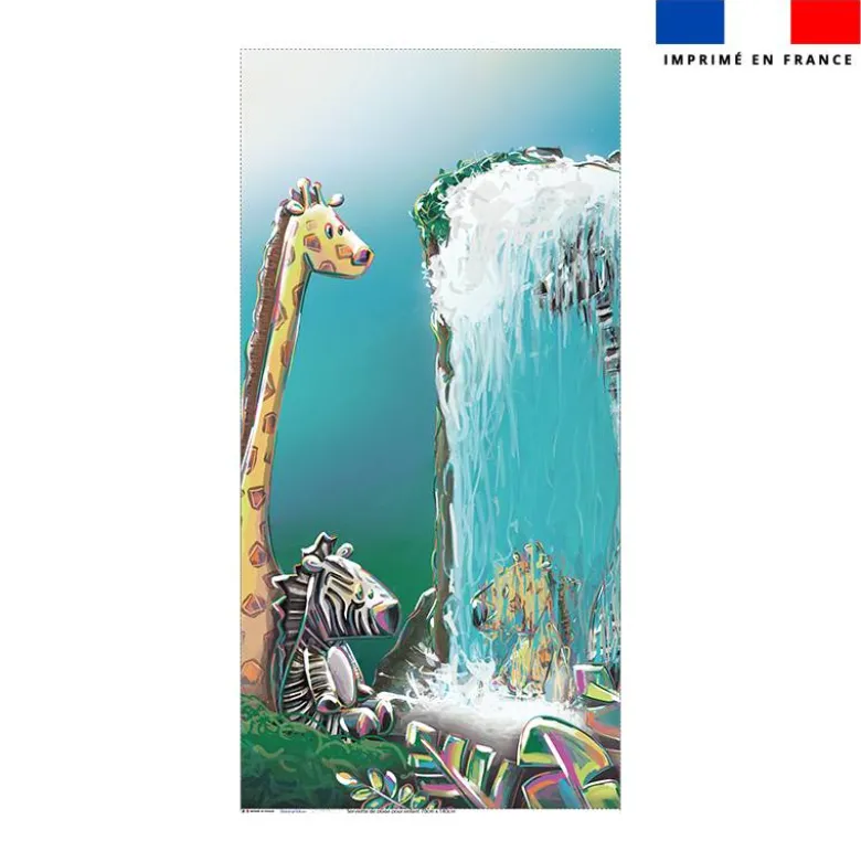 Coupon serviette de plage motif girafe et zèbre jungle - Création Stillistic