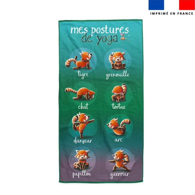 Coupon serviette de plage motif panda roux yoga - Création Stillistic