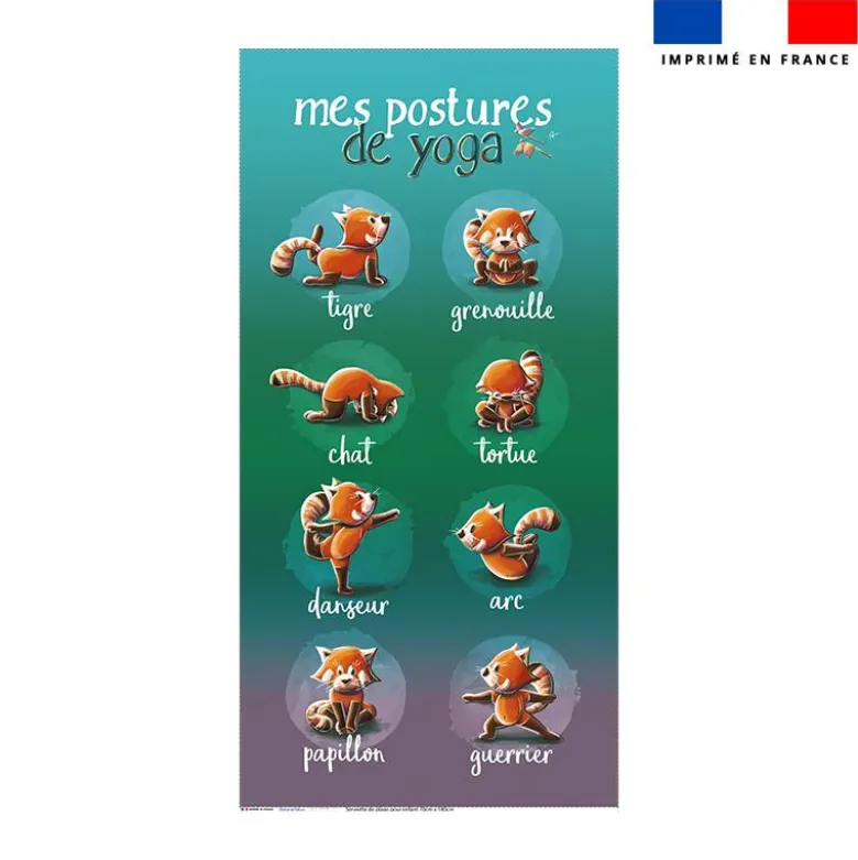 Coupon serviette de plage motif panda roux yoga - Création Stillistic