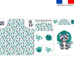 Coupon tapis à langer raton laveur aquarelle