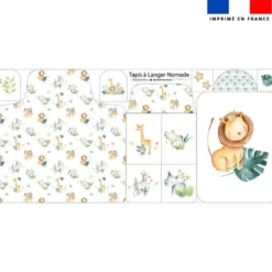 Coupon tapis à langer safari animaux aquarelle