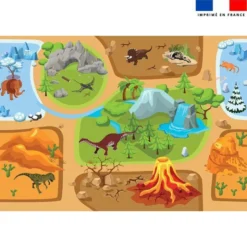 Coupon velours pour tapis de jeu motif dinosaures