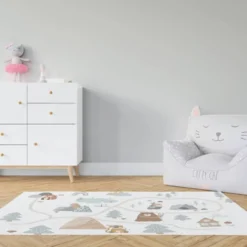 Coupon velours pour tapis de jeu motif animaux indiens