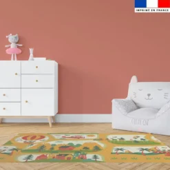 Coupon velours pour tapis de jeu motif animaux en vacances