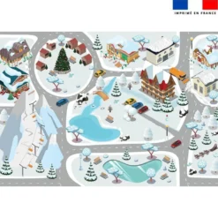 Coupon velours pour tapis de jeu motif station de ski