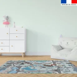 Coupon velours pour tapis de jeu motif station de ski