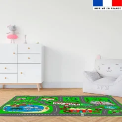 Coupon velours pour tapis de jeu motif circuit voiture ville