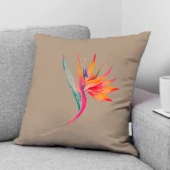 Coupon 45x45 cm beige imprimé oiseau du paradis