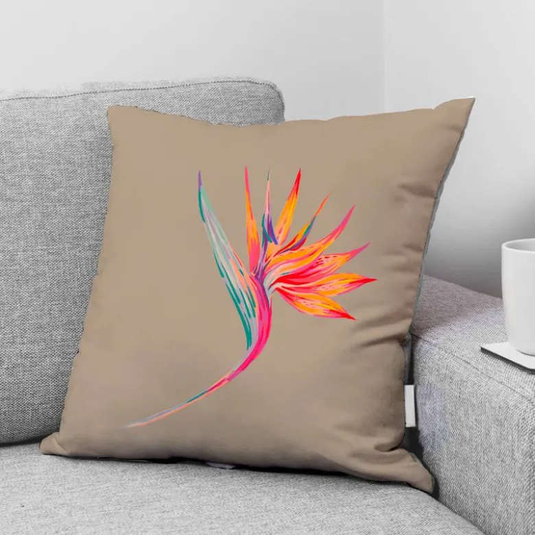 Coupon 45x45 cm beige imprimé oiseau du paradis