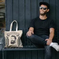 Coupon 45x45 cm beige motif My beard my rules