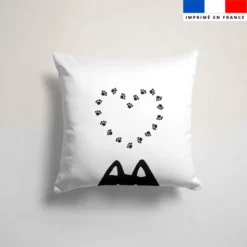Coupon 45x45 cm blanc motif coeur en pattes de chat