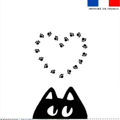 Coupon 45x45 cm blanc motif coeur en pattes de chat