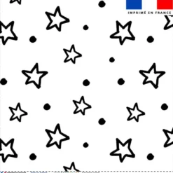 Coupon 45x45 cm blanc motif étoiles et pois noirs