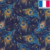 Coupon 45x45 cm bleu marine imprimé plume de paon
