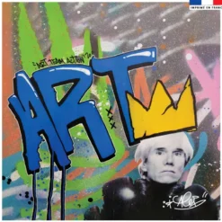 Coupon 45x45 cm bleu motif graffiti art team action - Création Alex Z
