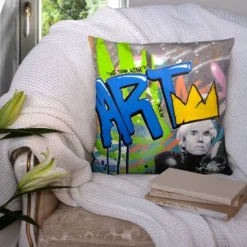 Coupon 45x45 cm bleu motif graffiti art team action - Création Alex Z