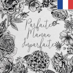 Coupon 45x45 cm écru motif maman parfaite noir