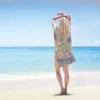 Coupon 135x200 cm de mousseline pour poncho de plage motif wax