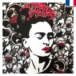 Coupon 45x45 cm - Femme mexicaine fond pied de poule - Création Anne-Sophie Dozoul