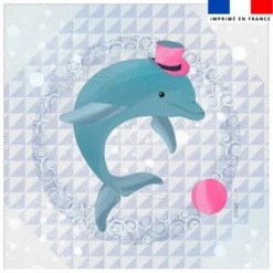 Coupon 45x45 cm gris imprimé dauphin - Création Nidillus Carémoli