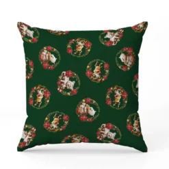 Coupon 45x45 cm imprimé animaux couronne de noel vert - Création Stillistic