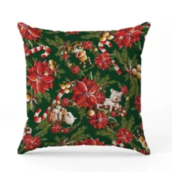 Coupon 45x45 cm imprimé animaux couronne et fleur de noel - Création Stillistic