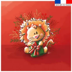 Coupon 45x45 cm imprimé bébé lion de noel - Création Stillistic