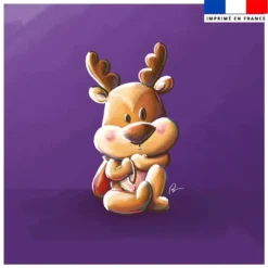 Coupon 45x45 cm imprimé bébé renne - Création Stillistic