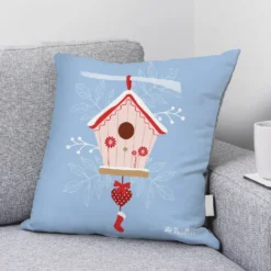 Coupon 45x45 cm imprimé cabane à oiseaux de noel - Création Nidillus Carémoli
