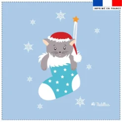 Coupon 45x45 cm imprimé chat et chaussette de noel - Création Nidillus Carémoli