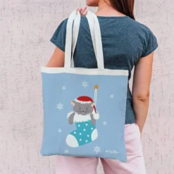 Coupon 45x45 cm imprimé chat et chaussette de noel - Création Nidillus Carémoli