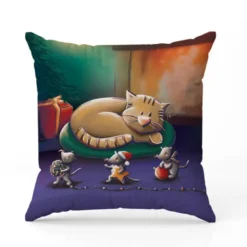 Coupon 45x45 cm imprimé chat et souris de noel - Création Stillistic