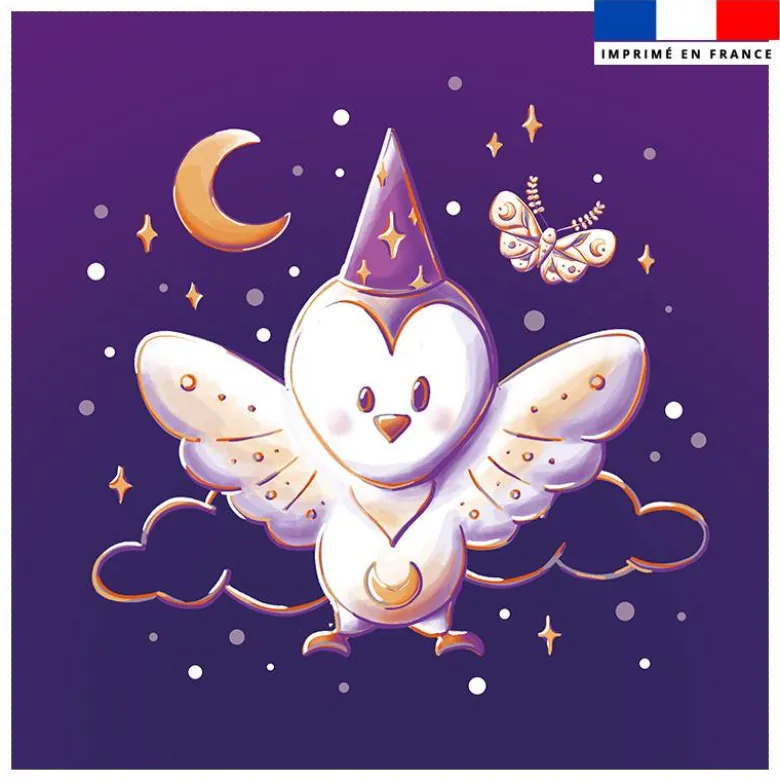 Coupon 45x45 cm imprimé chouette magicienne - Création Stillistic