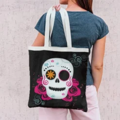 Coupon 45x45 cm imprimé crâne mexicain - Création Nidillus Carémoli