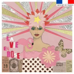 Coupon 45x45 cm imprimé diva La Vie en Rose - Création Lita Blanc