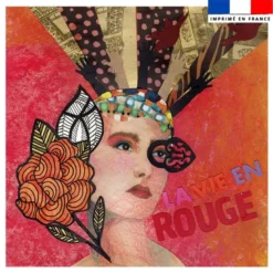 Coupon 45x45 cm imprimé diva La Vie en Rouge - Création Lita Blanc